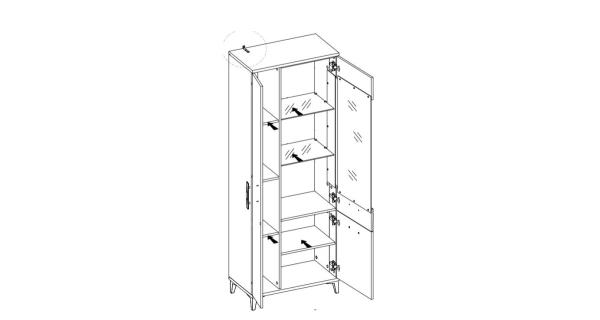 Vysoká vitrína ANTIOPE 3D, dub craft zlatý/bílá alpský lesk 