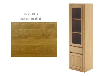 Vysoká vitrína CAPITELLA, pravá, masiv buk/moření: rustikal