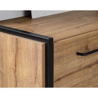 Vysoká vitrína EVIA, dub waterford/černá, 5 let záruka