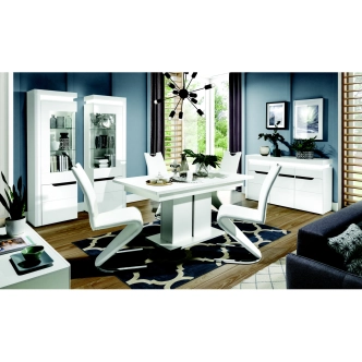 Vysoká vitrína MANDOLIN levá, bílý vysoký lesk