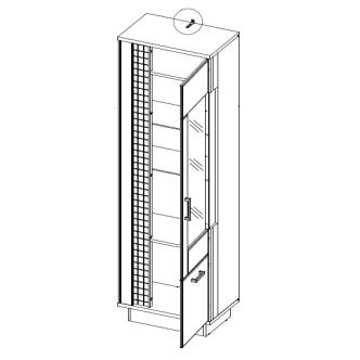 Vysoká vitrína SIGOURNEY 2D, pravá, bílá/černá/bílá vysoký lesk 