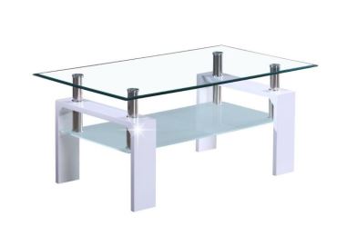 WOKAM konferenční stolek, sklo/bílý lesk