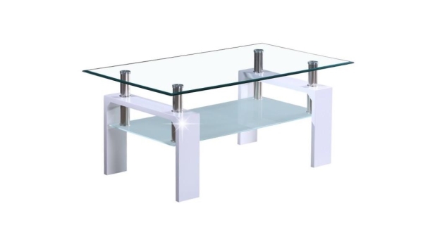 WOKAM konferenční stolek, sklo/bílý lesk