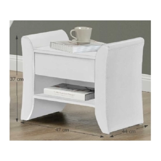 YAMDENA čalouněný noční stolek, bílá