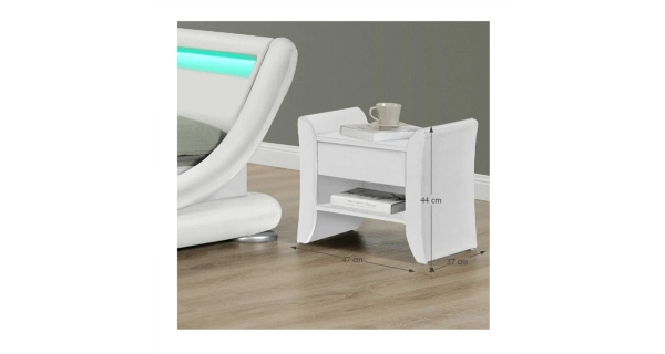 YAMDENA čalouněný noční stolek, bílá