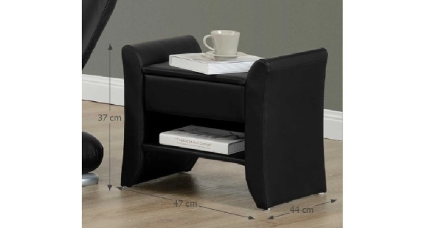 YAMDENA čalouněný noční stolek, černá