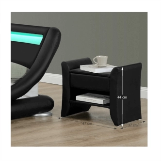 YAMDENA čalouněný noční stolek, černá