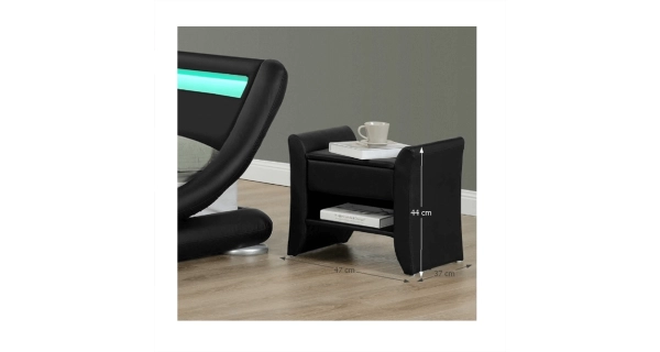 YAMDENA čalouněný noční stolek, černá