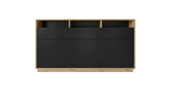 ZACARRIA kombinovaná komoda, dub taurus/černý supermat