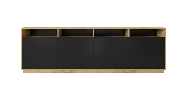 ZACARRIA komoda čtyřdvéřová, dub taurus/černý supermat