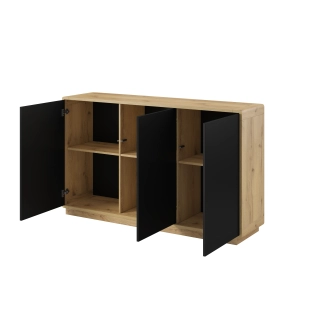 ZACARRIA komoda třídvéřová , dub taurus/černý supermat