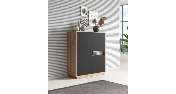 ZACARRIA regál třídvéřový, dub taurus/černý supermat