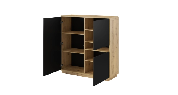 ZACARRIA regál třídvéřový, dub taurus/černý supermat