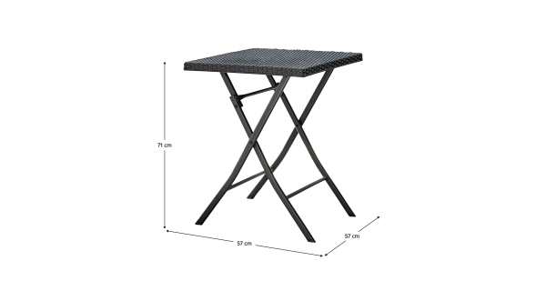 Zahradní ratanový set VENTRALIS, stůl + 2 židle, černá