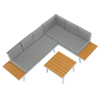 Zahradní set SOLSON s ocelovou kontrukcí, světle šedá/dub