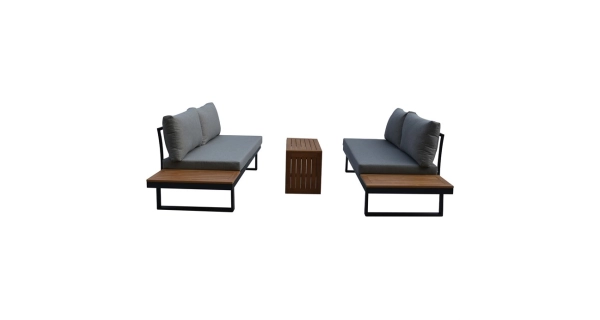 Zahradní set YORZORMOR, šedá barva, polywood světle hnědá barva