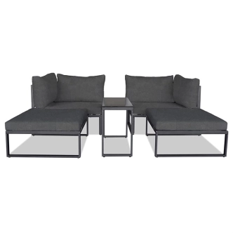 Zahradní set ZORPONWEL 2+1, kov antracit, tmavě šedá látka