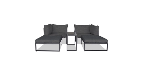 Zahradní set ZORPONWEL 2+1, kov antracit, tmavě šedá látka