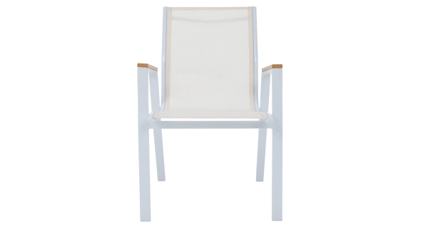 Zahradní stohovatelná židle FRASCE, bílá ocel/dub