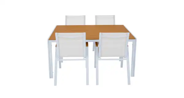 Zahradní stohovatelná židle FRASCE, bílá ocel/dub