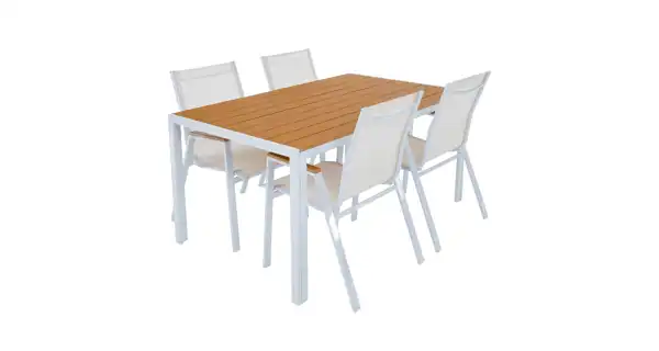 Zahradní stohovatelná židle FRASCE, bílá ocel/dub