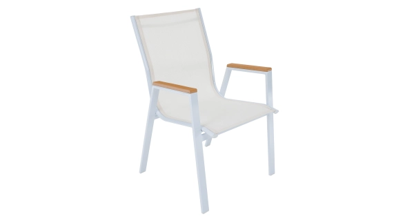 Zahradní stohovatelná židle FRASCE, bílá ocel/dub