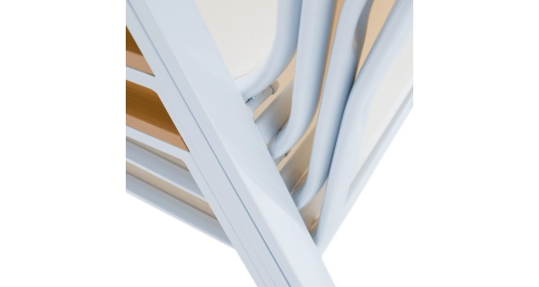 Zahradní stohovatelná židle FRASCE, bílá ocel/dub