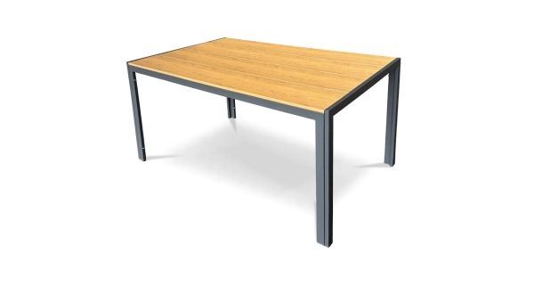 Zahradní stůl ELYORIV, dekor dub, šedá kovová konstrukce