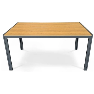 Zahradní stůl ELYORIV, dekor dub, šedá kovová konstrukce