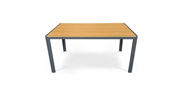 Zahradní stůl ELYORIV, dekor dub, šedá kovová konstrukce