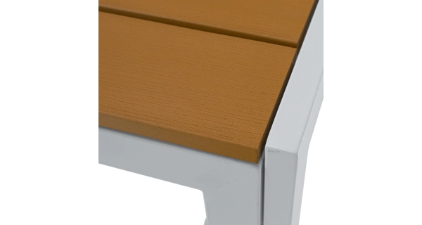 Zahradní stůl FRASCE, bílá ocel/dub