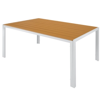 Zahradní stůl FRASCE, bílá ocel/dub