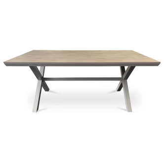 Zahradní stůl HALGAR, dekor světlý dub, béžová konstrukce