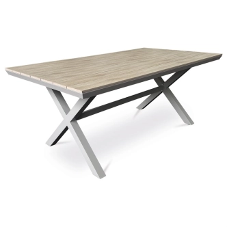 Zahradní stůl HALGAR, dekor světlý dub, béžová konstrukce