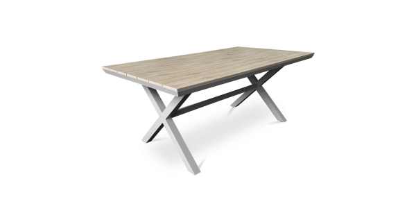 Zahradní stůl HALGAR, dekor světlý dub, béžová konstrukce