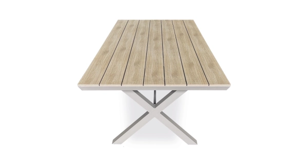 Zahradní stůl HALGAR, dekor světlý dub, béžová konstrukce