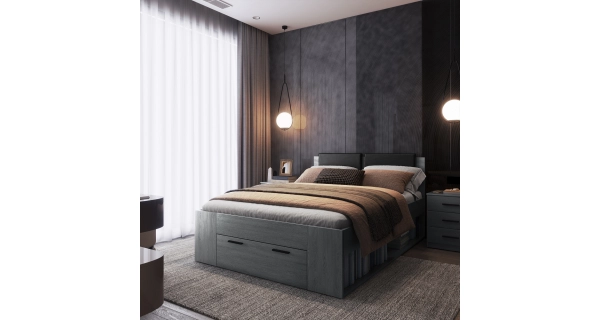 ZANDER postel 140x200 cm, dub carbon