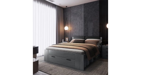 ZANDER postel 160x200 cm, dub carbon