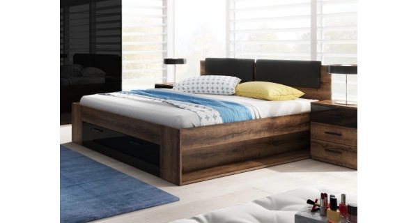 ZANDER postel 160x200 cm, dub monastery/černý lesk