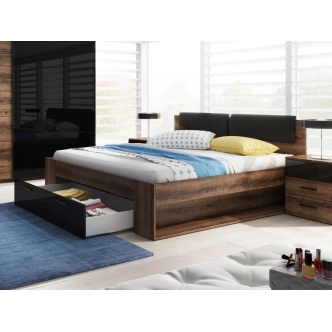 ZANDER postel 180x200 cm, dub monastery/černý lesk