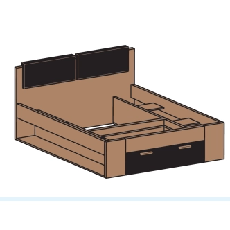 ZANDER postel 180x200 cm, dub monastery/černý lesk