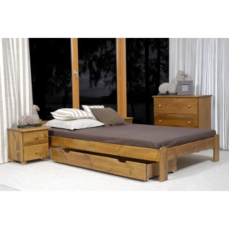 Zásuvka pod postel 150 cm, masiv borovice/moření dub