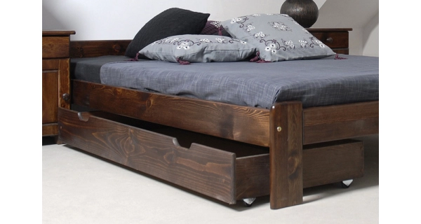 Zásuvka pod postel 150 cm, masiv borovice/moření ořech