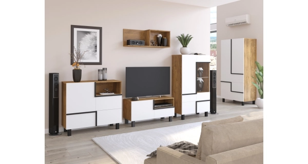 Závěsná police DZENGAL, dub burgundský, 5 let záruka