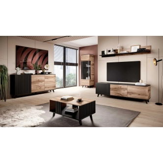 Závěsná police HOLLIS 2, dub wotan/černá