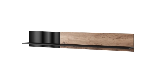 Závěsná police HOLLIS 2, dub wotan/černá