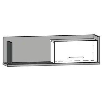 Závěsná police KNUT 1D, dub sonoma/bílá/černá, 5 let záruka