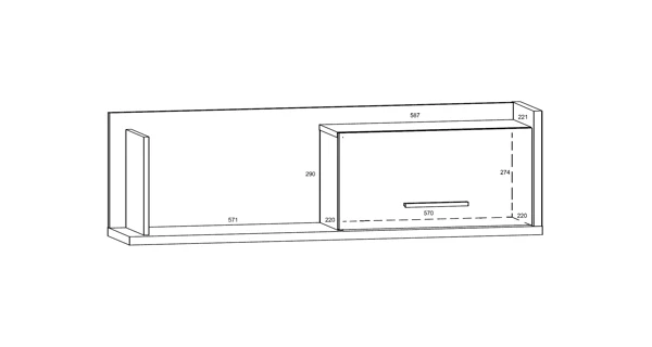 Závěsná police KNUT 1D, dub sonoma/bílá/černá, 5 let záruka