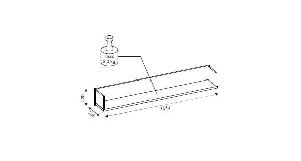 Závěsná police SIGOURNEY, bílá/černá