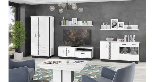 Závěsná police SIGOURNEY, bílá/černá